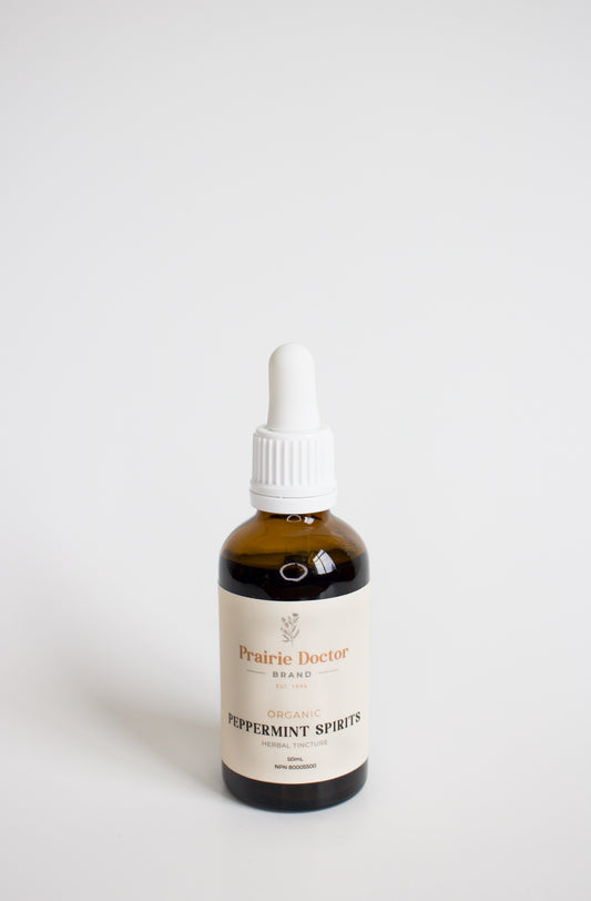 Our organic Peppermint Spirits herbal tincture is crafted using a combination of organic, sustainably sourced Peppermint Leaf and steam distilled Peppermint essential oil. Peppermint is known for its ability to support digestion and ease nausea.
