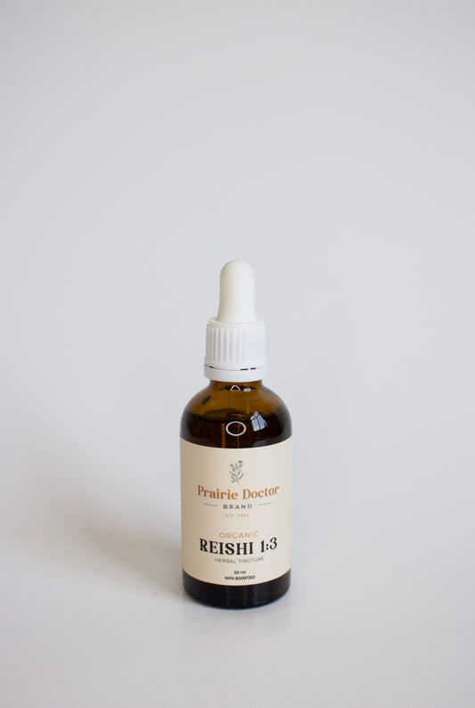 Our organic Reishi mushroom tincture has been crafted using organic, Canadian grown Reishi mushroom fruiting bodies. Reishi mushrooms have been revered for centuries in traditional medicine for their adaptogenic properties as well as their ability to support the immune system and enhance stress resilience.