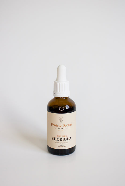 Our Rhodiola herbal tincture is crafted using organic, Canadian grown Rhodiola root. Rhodiola is an adaptogenic herb that is known for its ability to relieve symptoms of stress such as fatigue and sensations of weakness. Rhodiola can be used to support overall better cognitive functioning, such as mental focus and stamina!