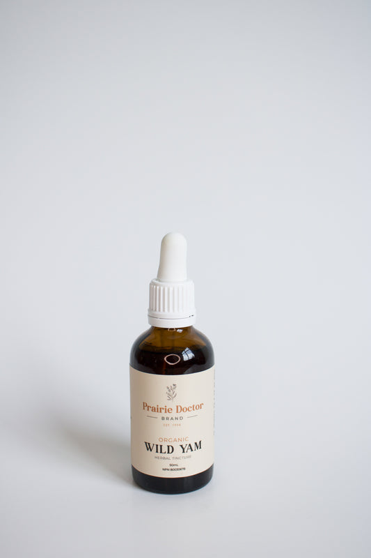 Our organic Wild Yam herbal tincture has been crated using organic, sustainably sourced Wild Yam root. Wild Yam is known for its ability to support balanced hormones as well as to help relieve pain that is associated with the menstrual cycle. 