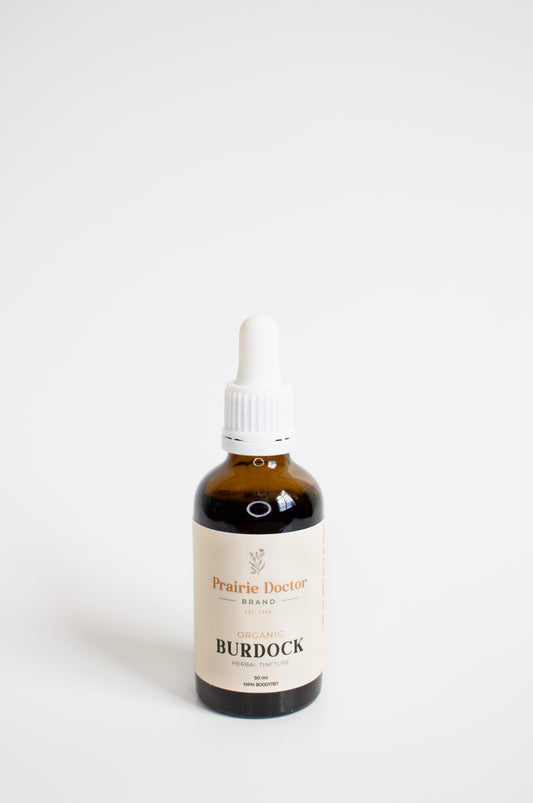 Our organic Burdock herbal tincture can be used:  As a diuretic To induce sweating (diaphoretic) As an alterative to help remove accumulated waste products via the kidneys, skin, and mucus membranes. To help alleviate the pain associated with rheumatism.