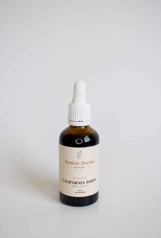 Our organic California Poppy herbal tincture can be used as a mild sedative and/or sleep aid (hypnotic), as well as an analgesic. California Poppy is also used in Herbal Medicine to help relieve restlessness and/or nervousness (calmative).