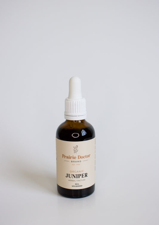 Our organic Juniper herbal tincture has traditionally used in Herbal Medicine as a diuretic and a urinary tract antiseptic to help relieve benign urinary tract infections.